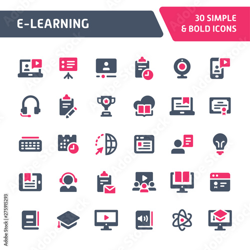 E-learning Vector Icon Set.