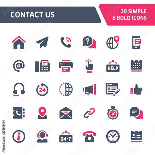 Contact Us Vector Icon Set.