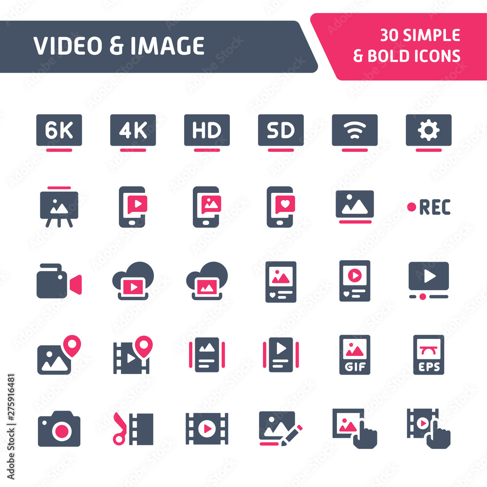 Video & Images Vector Icon Set. Video & Images Vector Icon Set.