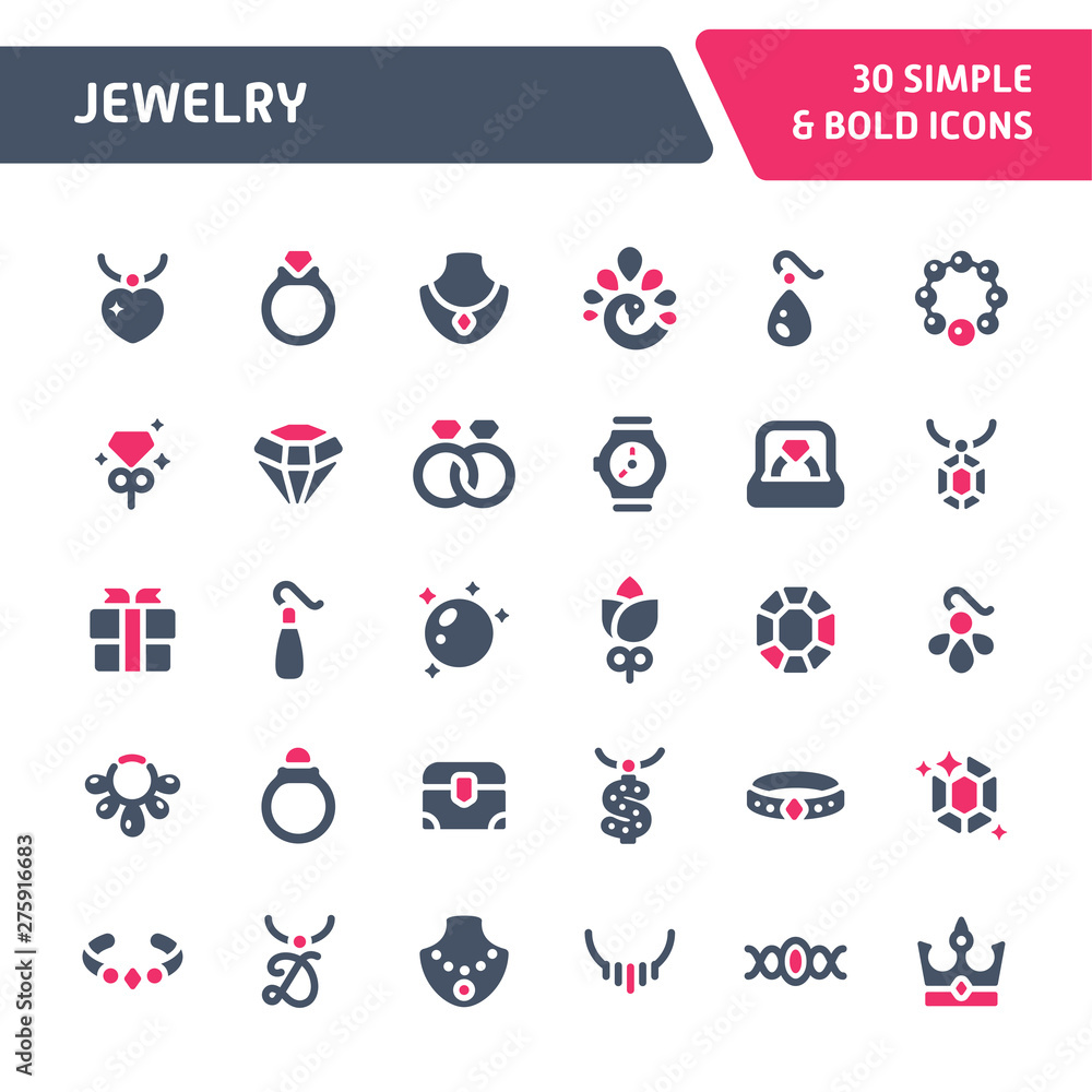 Jewelry Vector Icon Set.