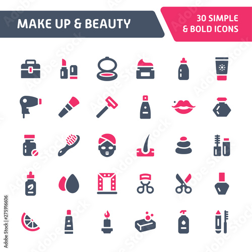 Make up & Beauty Vector Icon Set.