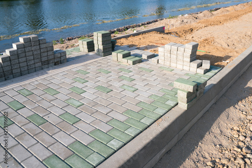 Photography Concrete Stone Paving Slab Installation