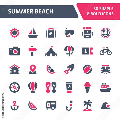 Summer Beach Vector Icon Set. © Fredy Sujono