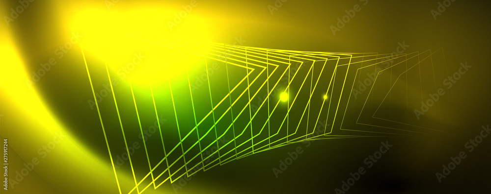 Techno glowing background, futuristic dark template with neon light effects and simple forms, vector Techno glowing background, futuristic dark template with neon light effects and simple forms, vector