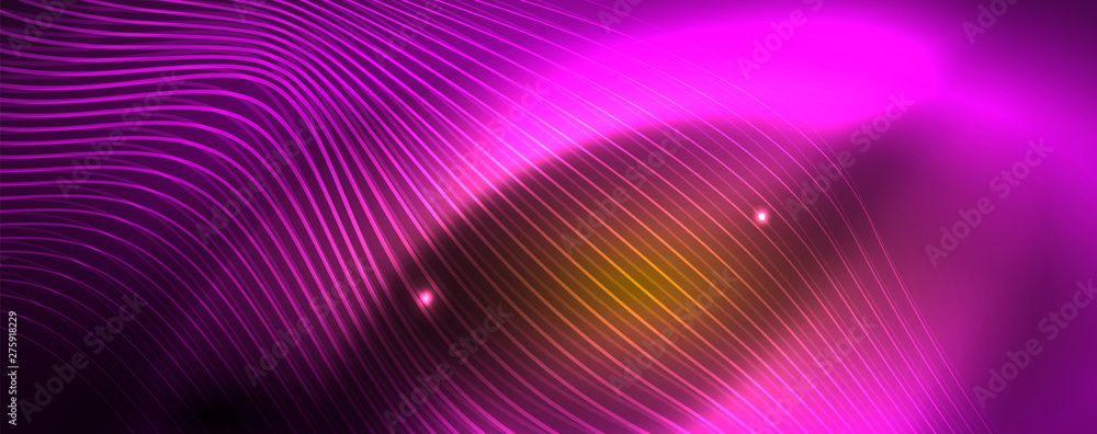 Shiny neon lines techno magic futuristic background, magic energy space light concept, abstract background wallpaper design