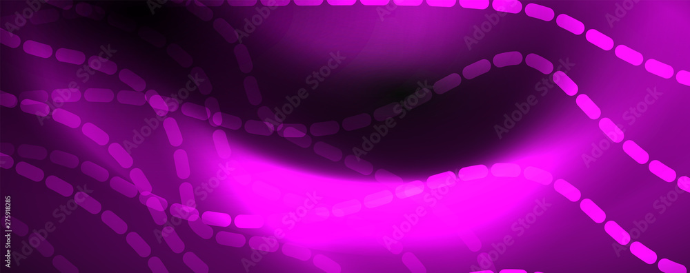 Smoky glowing waves in the dark. Dark abstract background with neon color light and wavy lines. Vector Smoky glowing waves in the dark. Dark abstract background with neon color light and wavy lines. Vector