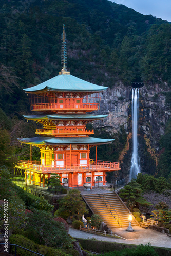 Kumano Nachi Taisha shrine and waterfall in Japan