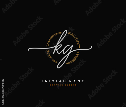 K G KG Beauty vector initial logo, handwriting logo of initial signature, wedding, fashion, jewerly, boutique, floral and botanical with creative template for any company or business.