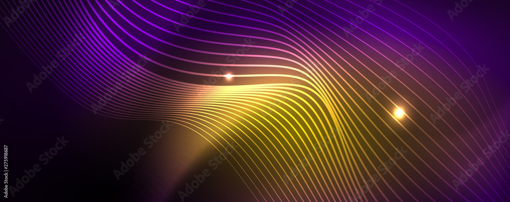 Neon vector wave lines abstract background, magic futuristic techno design Neon vector wave lines abstract background, magic futuristic techno design
