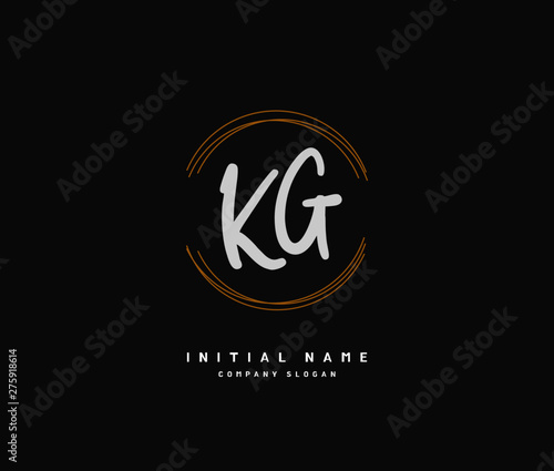 K G KG Beauty vector initial logo, handwriting logo of initial signature, wedding, fashion, jewerly, boutique, floral and botanical with creative template for any company or business.