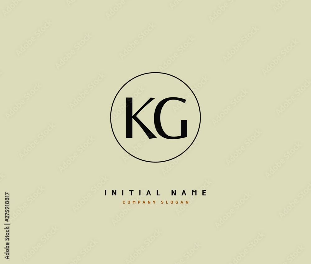 Obraz premium K G KG Beauty vector initial logo, handwriting logo of initial signature, wedding, fashion, jewerly, boutique, floral and botanical with creative template for any company or business.