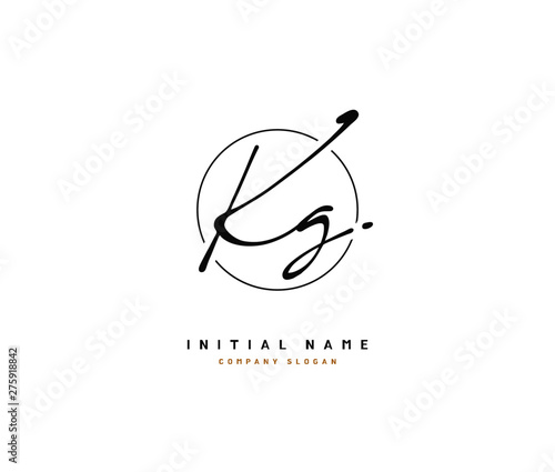 K G KG Beauty vector initial logo, handwriting logo of initial signature, wedding, fashion, jewerly, boutique, floral and botanical with creative template for any company or business. photo