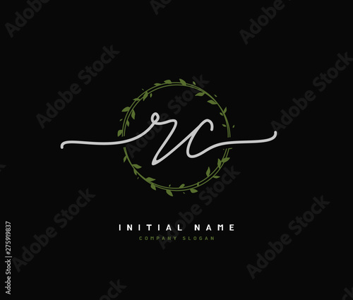 R C RC Beauty vector initial logo, handwriting logo of initial signature, wedding, fashion, jewerly, boutique, floral and botanical with creative template for any company or business.