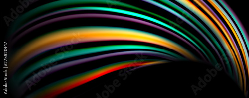 Fluid color swirls on black. Modern background with trendy design