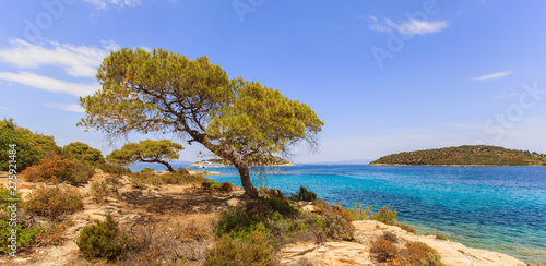 Beautiful summer seascape view of coast at Sithonia on Halkidiki Greece
