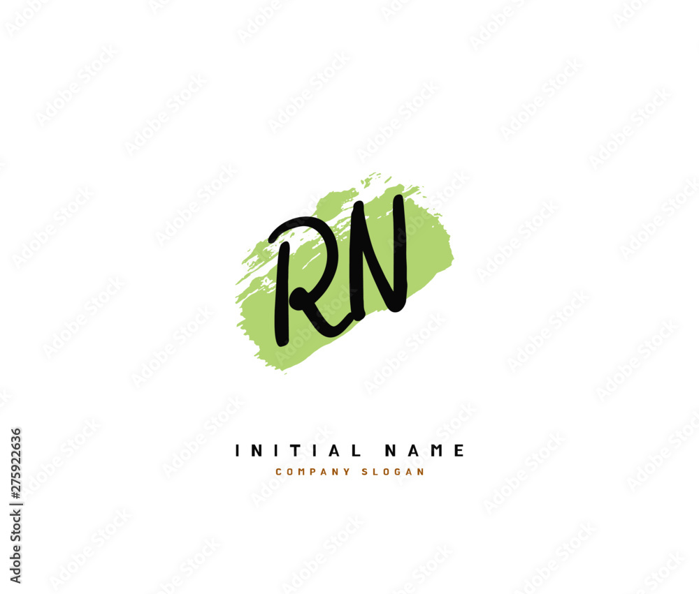 R N RN Beauty vector initial logo, handwriting logo of initial signature, wedding, fashion, jewerly, boutique, floral and botanical with creative template for any company or business.