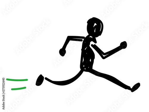 人物のシルエットイラスト　走る