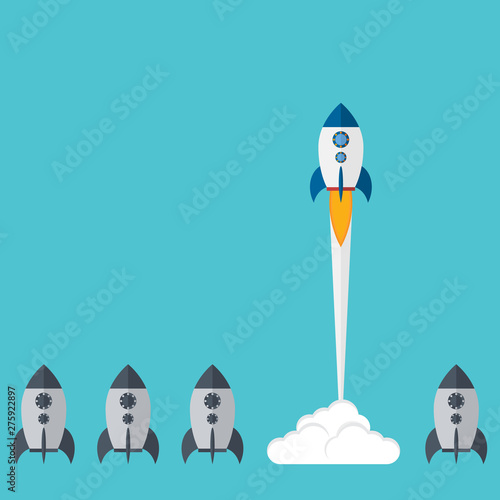 Think differently - Being different, taking risky, move for success in life -The graphic of rocket also represents the concept of courage, enterprise, confidence, belief, fearless, daring. Vector © madedee