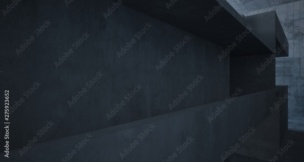 Obraz premium Abstract architectural concrete interior of a minimalist house. 3D illustration and rendering.