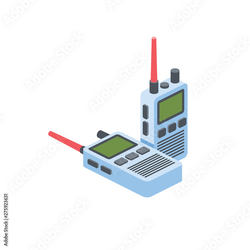 Walkie talkie vector 3d isometric color icon new flat style. Creative illustration, idea for infographics.