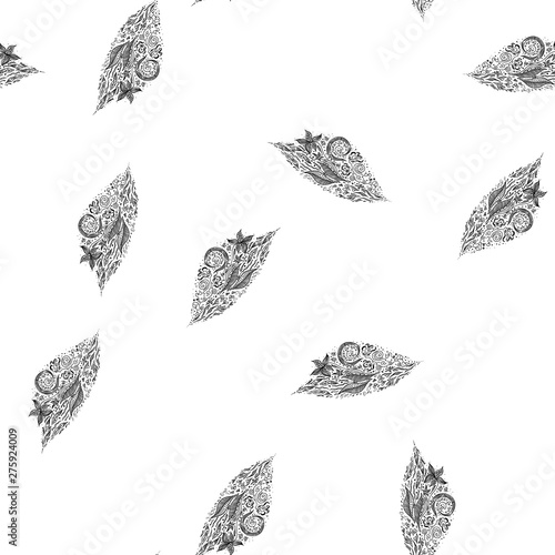 Seamless vector tropical floral pattern isolated on white background. Hand drawn surface design with tropical flowers. Seamless texture can be used for wallpapers, pattern fills, surface textures