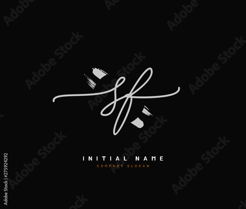 S F SF Beauty vector initial logo, handwriting logo of initial signature, wedding, fashion, jewerly, boutique, floral and botanical with creative template for any company or business.