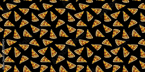 pizza pattern drawing background. Junk food seamless hand drawn for wrapping and decoration print.