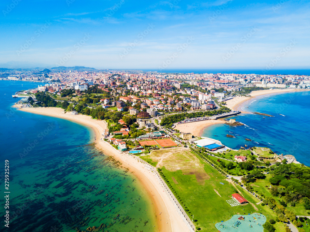 Santander city beach aerial view
