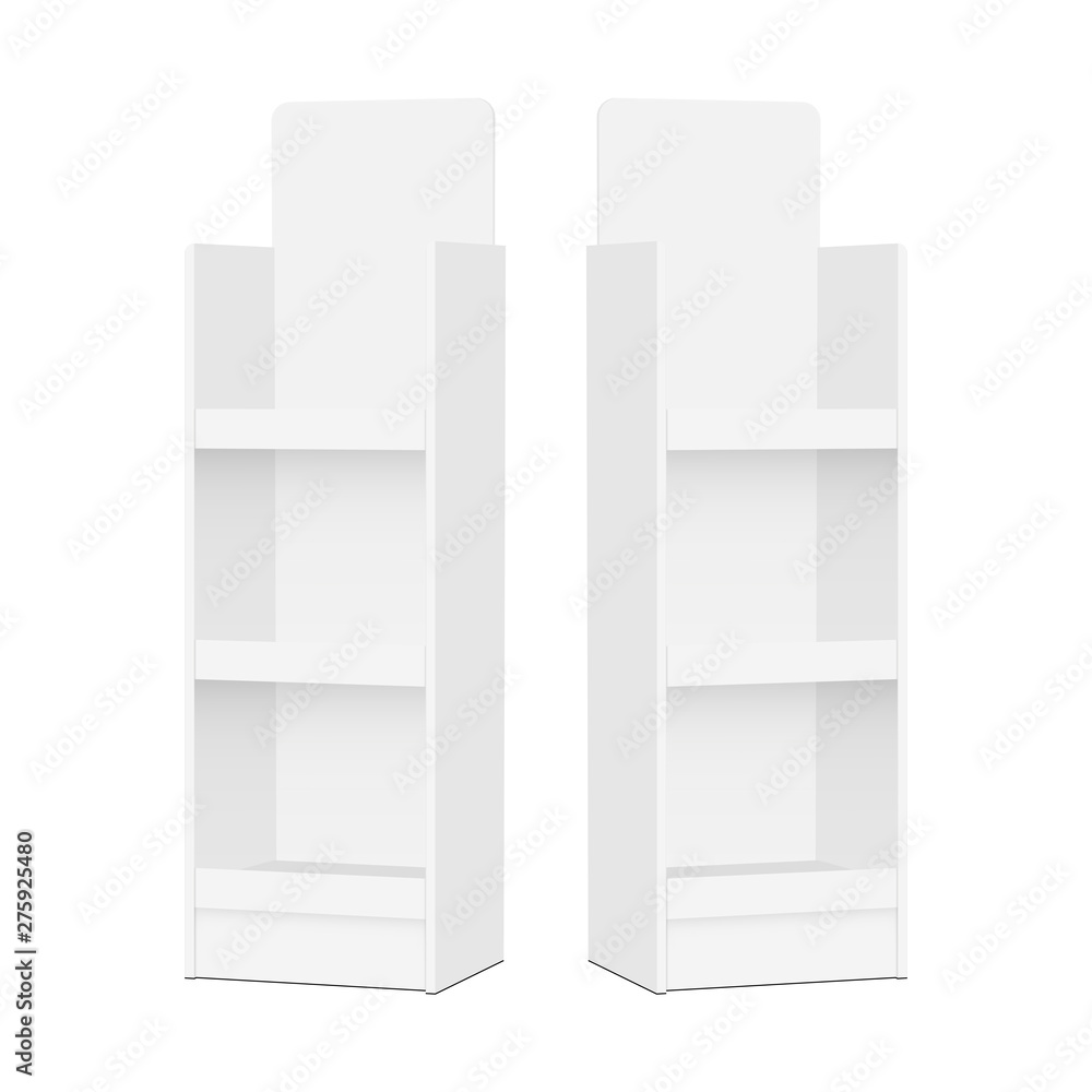 Two blank POS display stands - side views. Vector illustration Two blank POS display stands - side views. Vector illustration