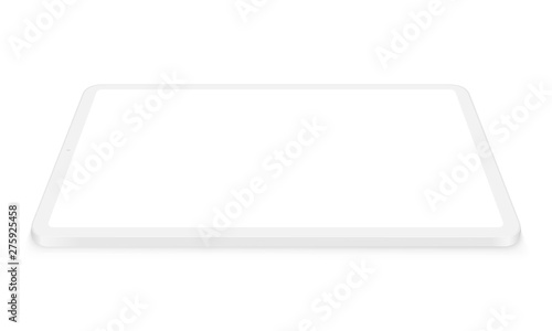 Clay tablet computer mockup with perspective view isolated on white background. Vector illustration