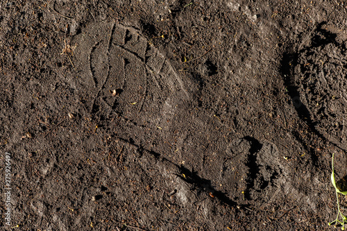 wet ground texture with shoe marks