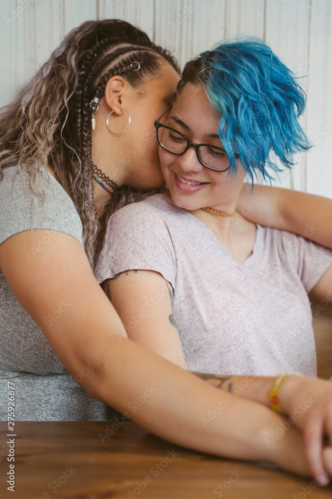 Naklejka premium More than friendship between two women.Multicultural love without boundaries.
