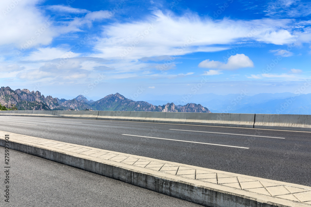 Asphalt highway and beautiful mountain nature landscape in Huangshan,Anhui,China.