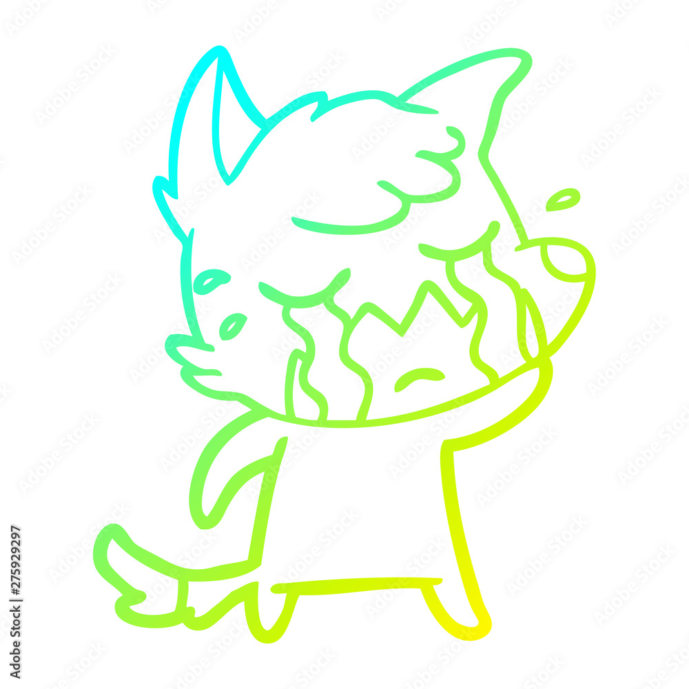 cold gradient line drawing crying fox cartoon cold gradient line drawing crying fox cartoon