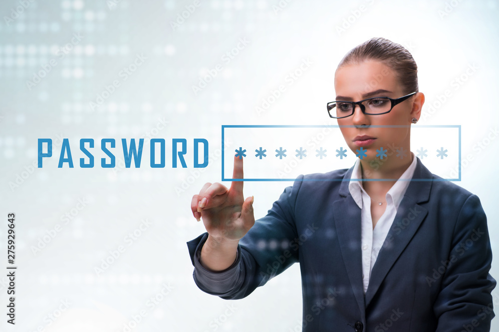 Man in digital security concept pressing button Man in digital security concept pressing button