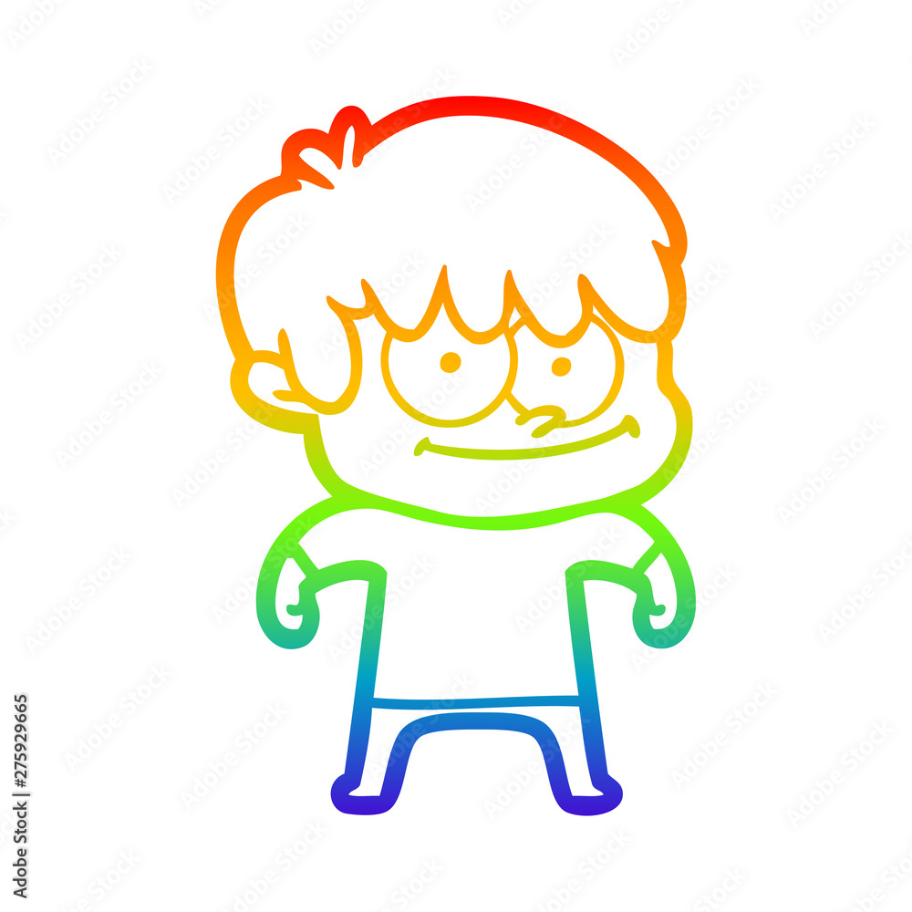 rainbow gradient line drawing happy cartoon man rainbow gradient line drawing happy cartoon man