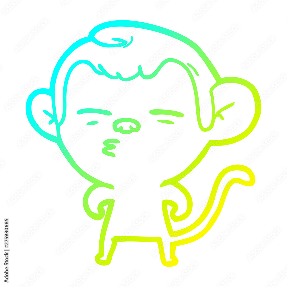 cold gradient line drawing cartoon suspicious monkey cold gradient line drawing cartoon suspicious monkey