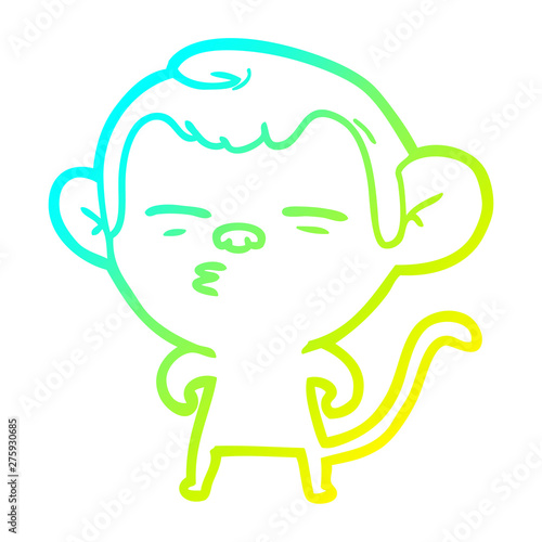 cold gradient line drawing cartoon suspicious monkey