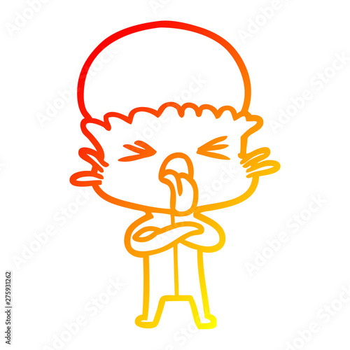 warm gradient line drawing disgusted cartoon alien
