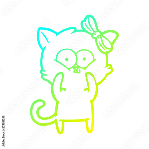 cold gradient line drawing cartoon cat