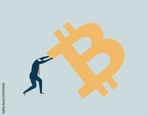 Business people and currency symbols, debt and stress,bitcoin