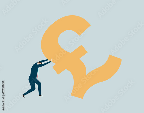 Business people and currency symbols, debt and stress,pound