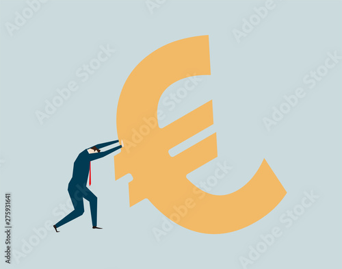 Business people and currency symbols, debt and stress,euro