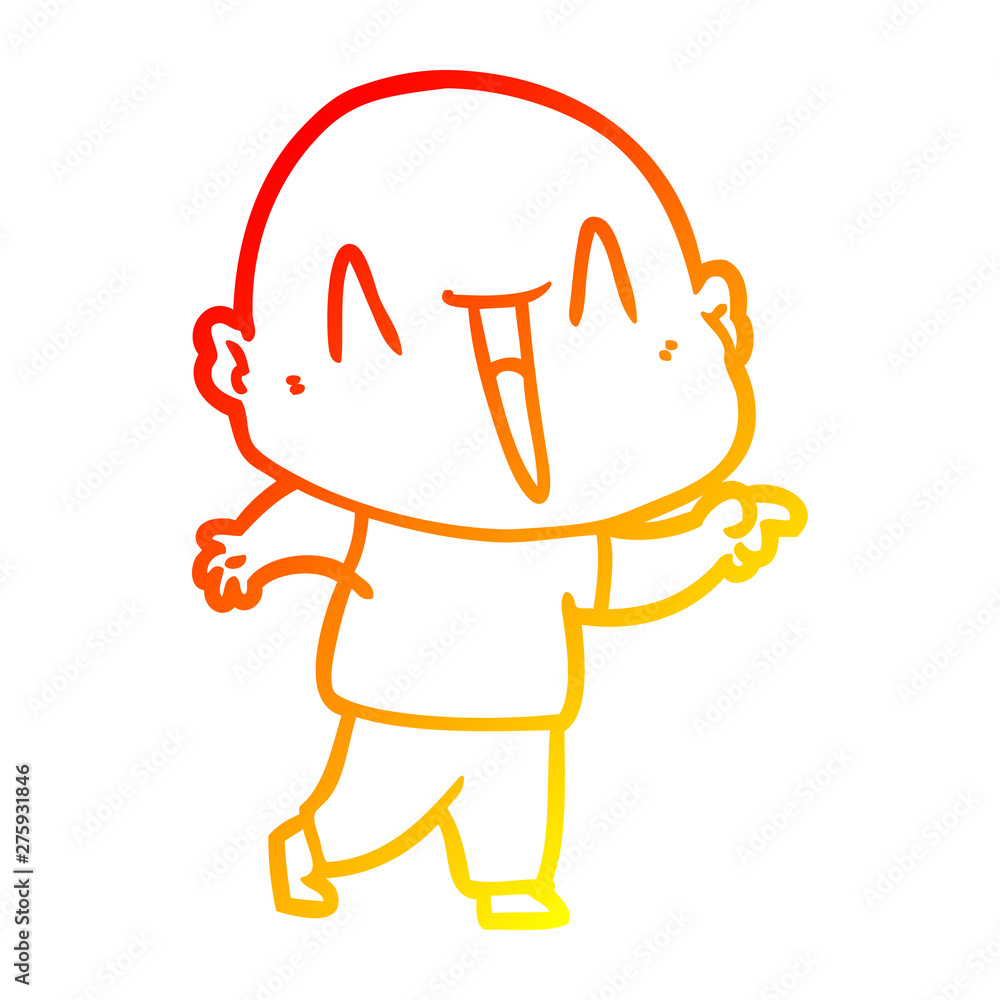 warm gradient line drawing happy cartoon bald man warm gradient line drawing happy cartoon bald man