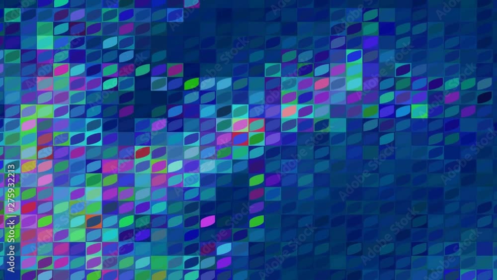 Diagonal moving of tiled multicolored mosaic background in blue spectrum 4k Diagonal moving of tiled multicolored mosaic background in blue spectrum 4k