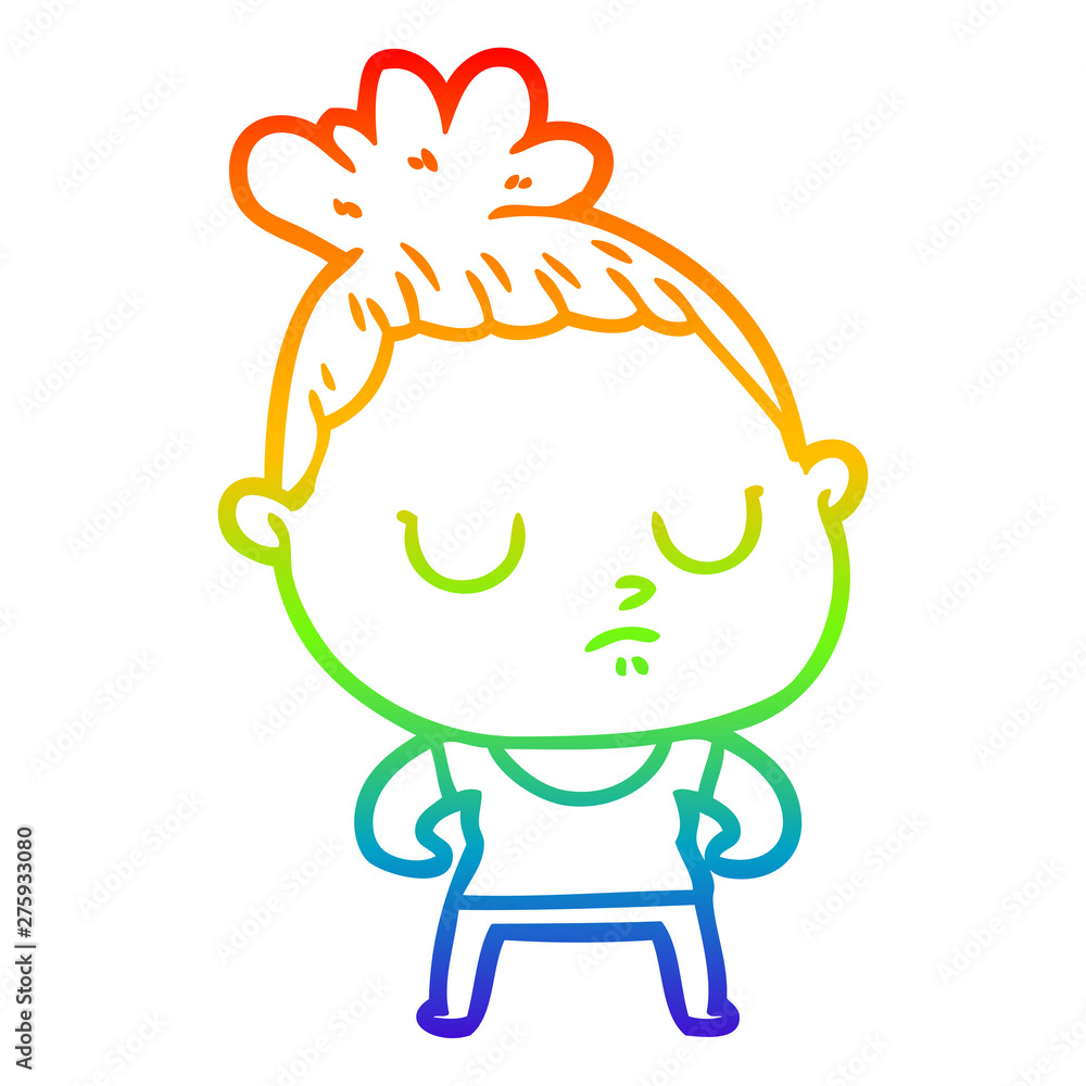 rainbow gradient line drawing cartoon calm woman rainbow gradient line drawing cartoon calm woman