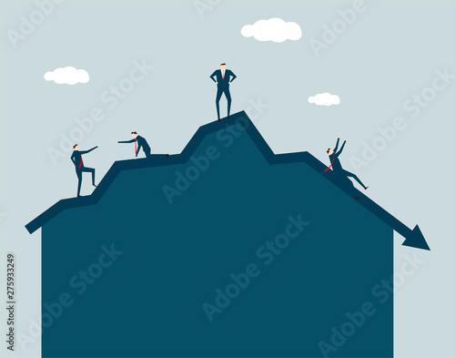 Successful person standing on the top of the mountain, career and victory