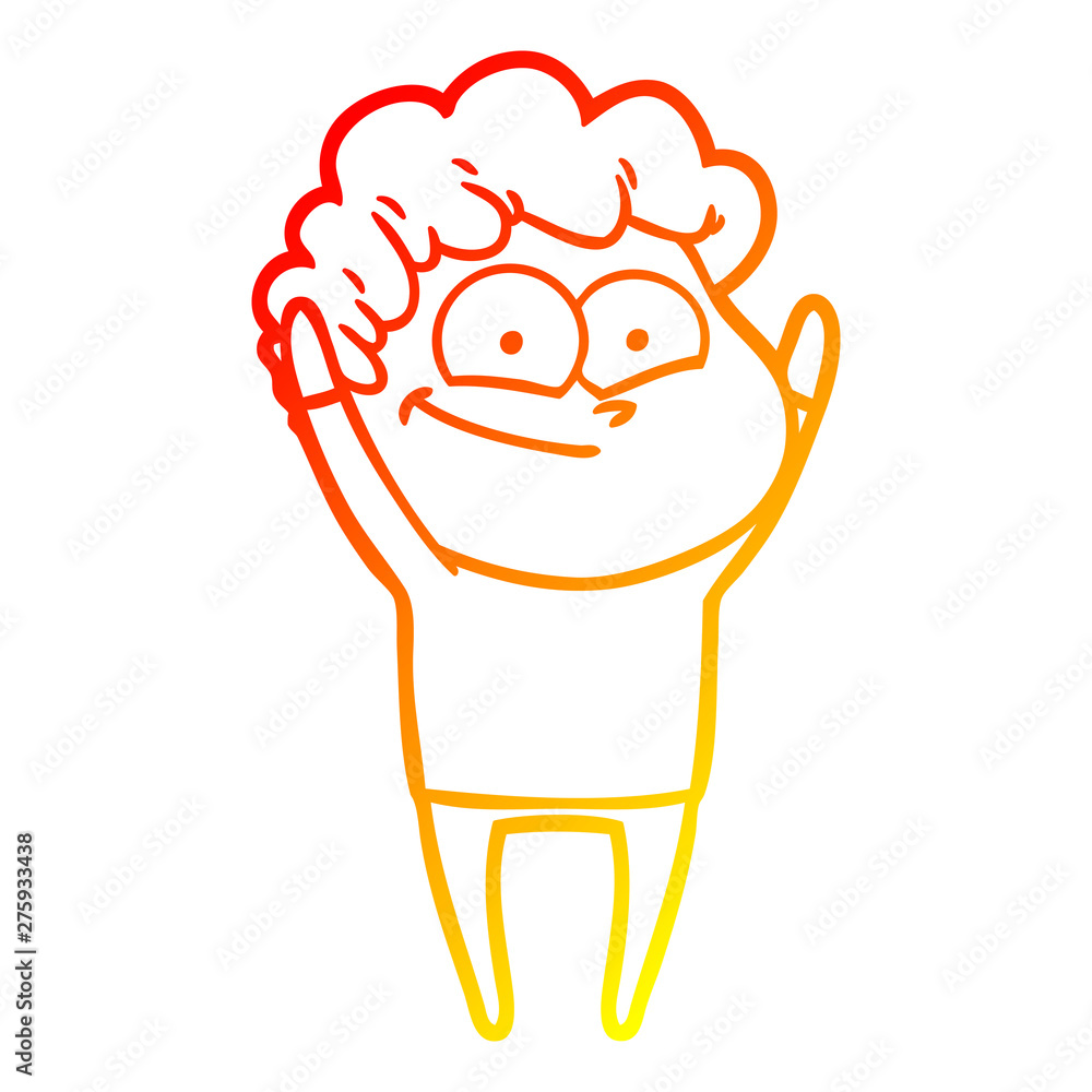 Obraz premium warm gradient line drawing cartoon happy man