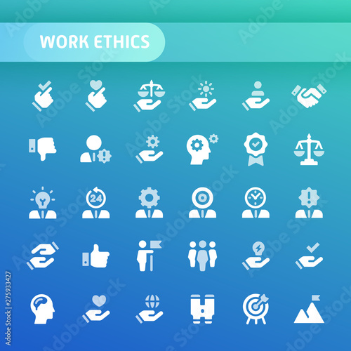 Work Ethics Vector Icon Set.