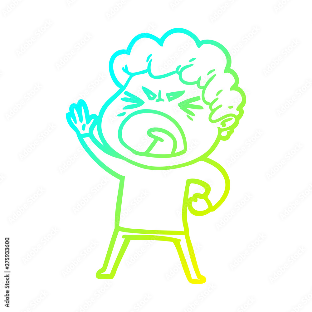 cold gradient line drawing cartoon furious man cold gradient line drawing cartoon furious man